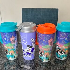Disney Colorful Travel Mug Set - Blue, Orange, Silver, Purple